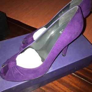 REDUCED Stuart Weitzman Purple Suede Peeptoe Heels